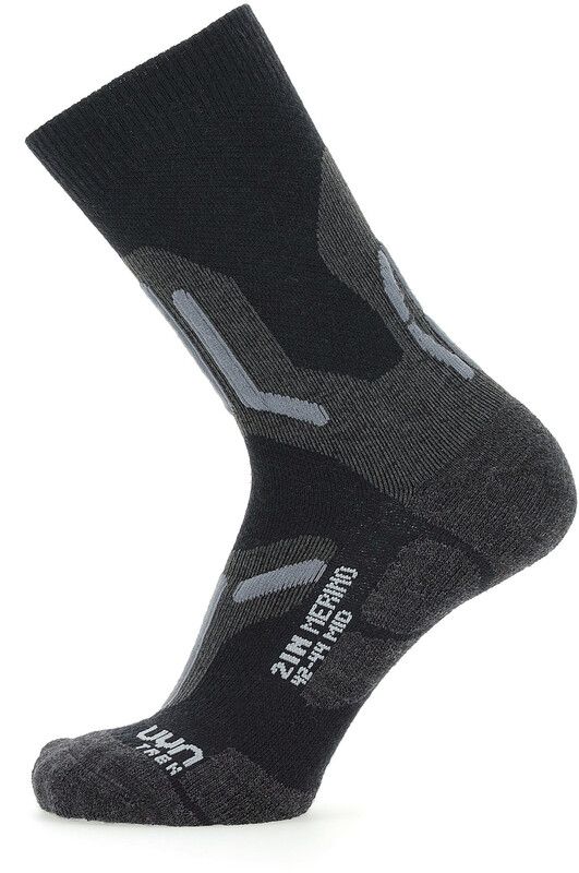 UYN Trekking 2in Merino Mid Sokken Heren - Zwart/Grijs