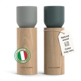 LARS NYSØM Houten Zout- en Pepermolen Set - Handmatige Zout en Peper Molens met Verstelbaar Keramisch Mechanisme - Elegante Beukenhouten Molen voor Keuken of Tafel (Stone Blue/Ash Gray)