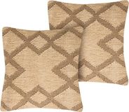 Beliani GOPI Sierkussen set van 2 Beige/Lichtbruin 45 x 45 cm Jute