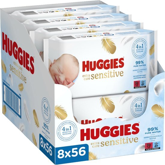 Huggies 8x Billendoekjes Pure Extra Care 99% Water 56 doekjes