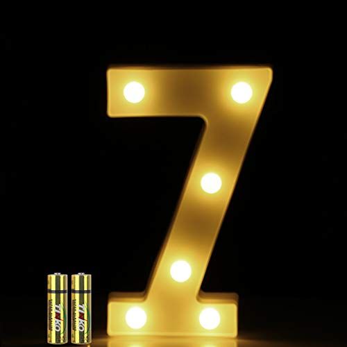 HONPHIER Led-cijferverlichting - 3D - Alfabetlamp - Letterlamp - Letter - Verlichte letters - Nachtverlichting - Decoratie voor verjaardagsfeestje - 7 - 0781520492031