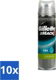 Gillette Mach3 Scheergel Complete Defense, extra comfort, verzorgend, 200 ml - voordeelverpakking - 10 stuks