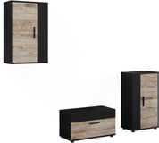 Vicco Woonwand Berno, Zwart/Zand eik, Set van 3 stuks