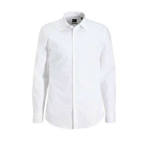 BOSS slim fit overhemd H-HANK white
