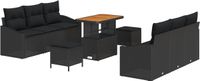 vidaXL - Tuinbank - Set - 9 - st - Zwart - poly - rattan