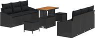 vidaXL - Banc de jardin - Set - 9 - pce - Noir - poly - rotin