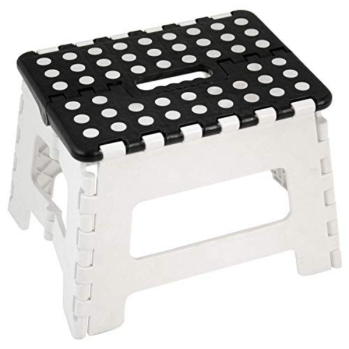 DONREGALOWEB Opvouwbare kruk, zwart en wit, 32 x 25 x 22 cm