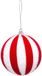 Kerstbal JJA - Rood-wit gestreepte kerstbal 8 cm van imitatiebont