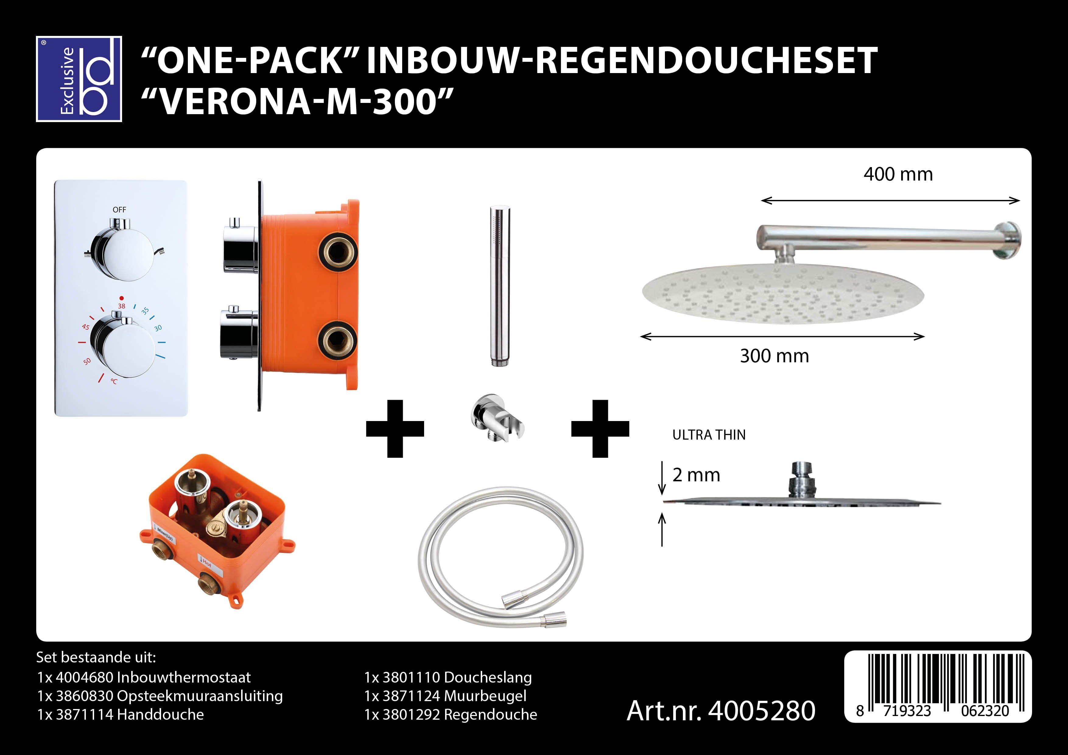 Best Design Verona-M-300 Regendoucheset - Chroom