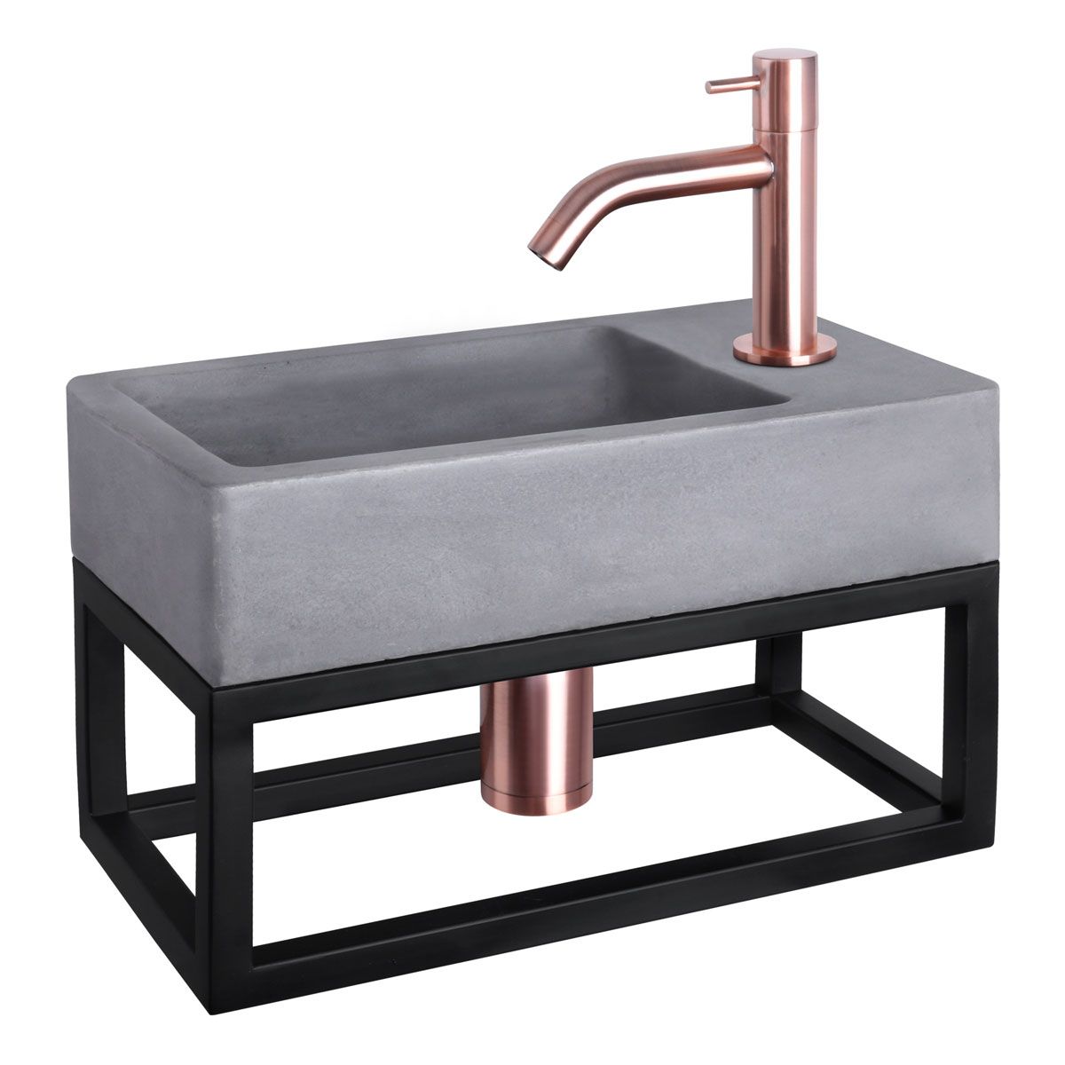 Differnz Fonteinset Force Rechthoek 40x22cm Beton Donkergrijs Geborsteld Koper