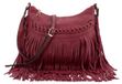 Solidchoice - Sac bandoulière en cuir avec franges rouge