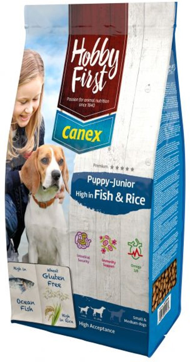 Hobbyfirst canex puppy/junior brocks rich in fish & rice hondenvoer 12 kg