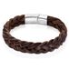 LGT JWLS LGT Jewels Heren armband Gevlochten Leer Edelstaal Bruin Zilverkleurig-21cm