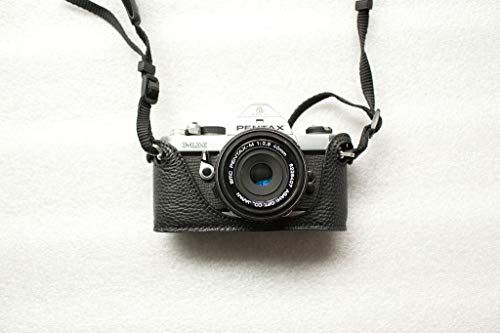 Funper Handgemaakte Echt Lederen Half Camera Hoesje Hoes voor Pentax MX, Zwart