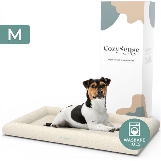 CozySense Orthopedische Hondenmand - 75 x 45 cm - Maat M - Bouclé Stof - Wit