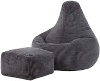 icon - Dalton Zitzak Fauteuil met Poef - Gaming - Ribfluweel - Houtskool