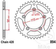 JT-prockets Jt Sprockets 420 Jtr894.50 Steel Achtertandwiel Zilver 50t