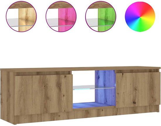 vidaXL Tv-meubel met LED 120x30x36 cm bewerkt hout artisanaal eiken