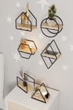 Merk Asir Wandplank Goud en Zwart MDF 15 x 10 x 17 cm