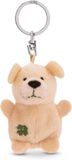 Merkloos / Sans marque NICI Sleutelhanger hond met klaverblad 5cm - beige