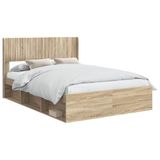 vidaXL Bedframe met opbergruimte en hoofdbord Sonoma Eiken