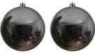 Decoris Grote Kerstbal - Zilver - Glans - Kunststof - 14 cm - 2 Stuks