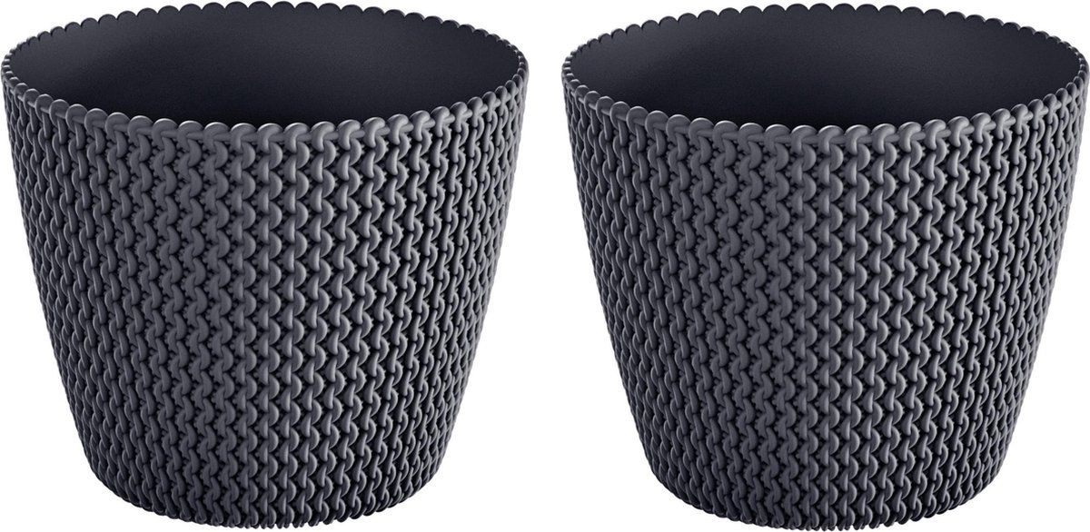 Prosperplast Splofy Bloempotten - Antraciet - 22 cm - Set van 4