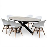 AVH-Collectie Salvador Karlstad dining tuinset 220x115xH75 cm 7 delig antraciet wit polywood
