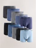 Next Heren Set van 10 Boxershorts met A-voorkant - Blauw