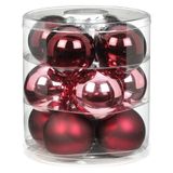 Inge-glas Berry Kiss 12x Berry Kiss mix glazen kerstballen 8 cm glans en mat - Kerstboomversiering mix roze/rood