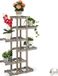 Merkloos Relaxdays Plantenrek Hout 5 Laags Bloemenrek Binnen Bloementrap Shabby 125x81x25 cm Grijs