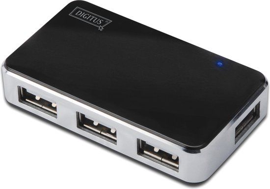 Digitus DA-70220 interface hub USB 2.0 Mini-B 480 Mbit/s Zwart, Zilver
