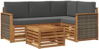 vidaXL Hoek loungeset 4 zitplekken Polyester Natuurlijk en Antraciet Inclusief tafel