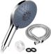 Merkloos Unyqoos® Handdouche, 15 cm (ABS) – grote douchekop, 7 straalstanden, 1,5 meter roestvrijstalen douche slang, chroom, waterbesparend & hoge druk, universele aansluiting