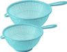 PLASTICFORTE Keuken vergieten/zeef met steel - 2x stuks - kunststof - Dia 22/24 cm - blauw