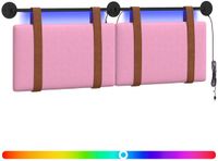 vidaXL - Hangend hoofdbord met LED-verlichting, Roze, Antiek, PU