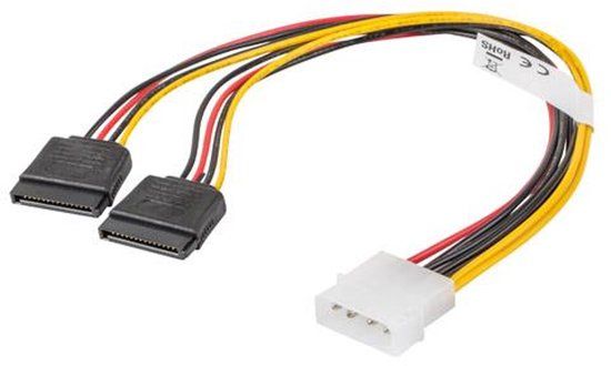 Lanberg Adapterkabel Molex Naar 2X Sata Voor Pc Computer Server Hdd Ssd 0.3M