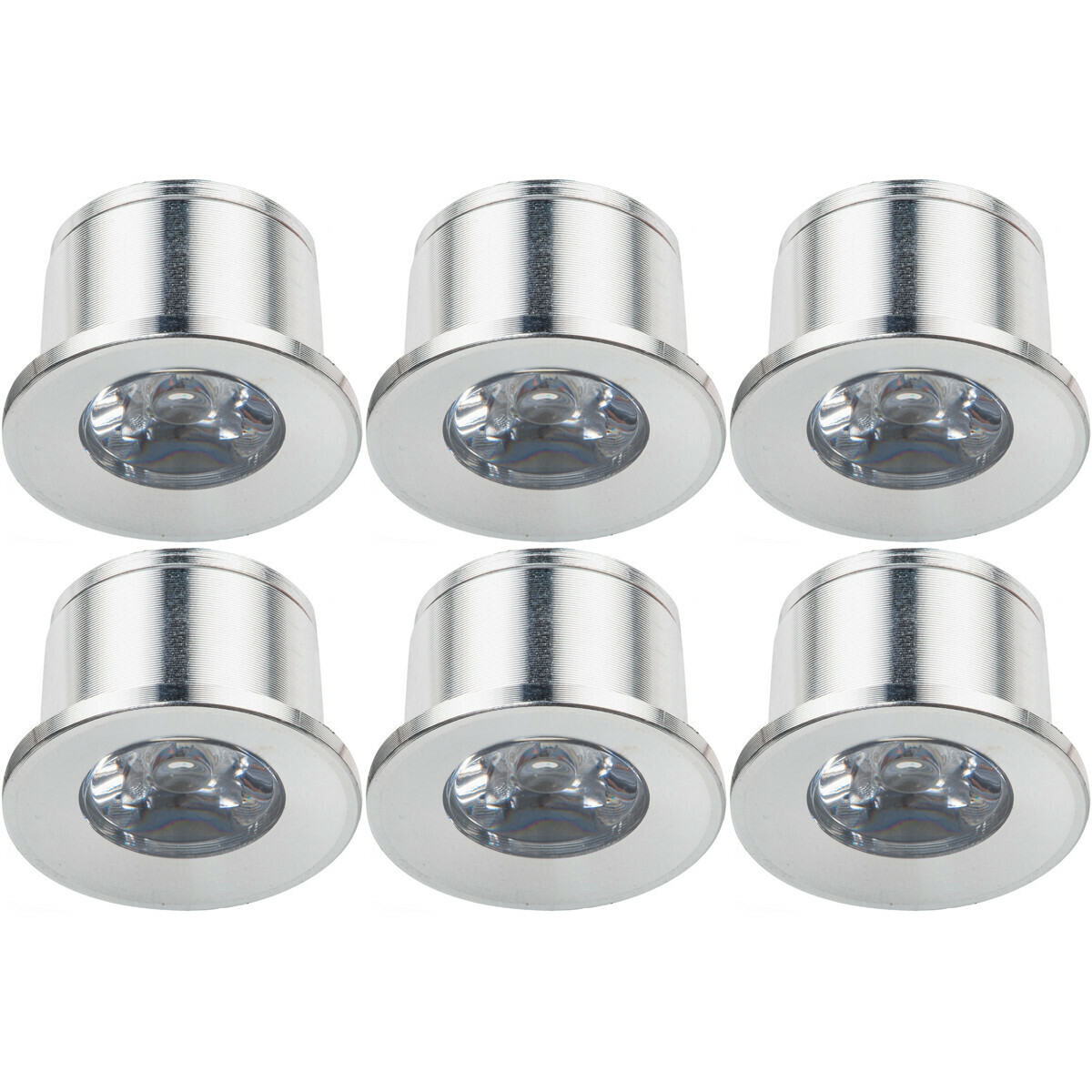 Velvalux Voordeelpak LED Veranda Spot Verlichting 6 Pack - 1W - Warm Wit 3000K - Inbouw - Dimbaar - Rond - Mat Zilver - Aluminium - Ø31mm