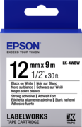 Epson Strong Adhesive Tape - LK-4WBW Strng adh Blk/Wht 12/9