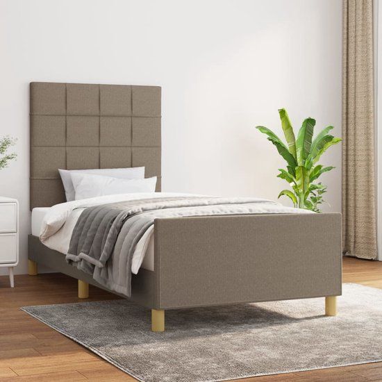 vidaXL Bedframe - Stof - Taupe - 100x200 cm