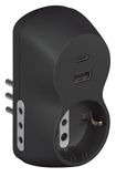 BTICINO Advance B3-adapter met Duitse standaard stopcontact, USB A+C, 2 stopcontacten 10 A, kleine stekker 10 A, meervoudige stopcontact, vermogen tot 1500 W, veelzijdige multi-adapter, kleur