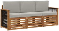 vidaXL - Bank loungeset - 4 zitplekken - Massief acaciahout - Natuurlijk en lichtgrijs