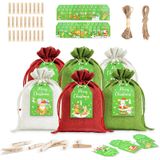 Merkloos Adventskalender Set - 24 Vullingen met Kaarten en Touw - 14 x 10 cm