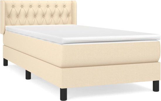 vidaXL Boxspring met matras stof crèmekleurig 100x200 cm