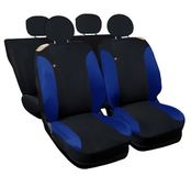Auto Lupex Auto Accessori Autostoelhoezen, compatibel met Cinquecento 500, gemaakt in Italië, polyester-katoen, set voor voor- en achterkant (zwart - koningsblauw met volledige rugleuning)