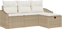 vidaXL Bankstel Beige/ Crèmewit Polyrattan 2 zitplekken