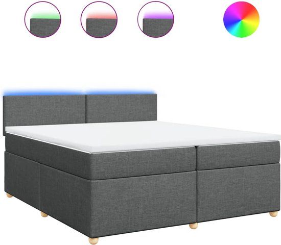 vidaXL Boxspring met matras stof donkergrijs 200x200 cm