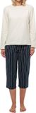 Schiesser Dames Pyjama Lange Mouw Blauw Gestreept / Creme Katoen/Elastaan XXL
