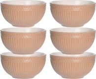 Excellent Houseware Soepkommen/serveer schaaltjes - 6x - Roman Style - Keramiek - D14 x H7 cm - Zalmroze