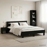 vidaXL Bedframe, eiken, zwart, 120 x 190 cm, bewerkt hout